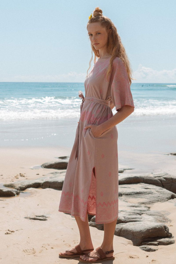 Maxi Kaftan with 3/4 Sleeves - Crepe