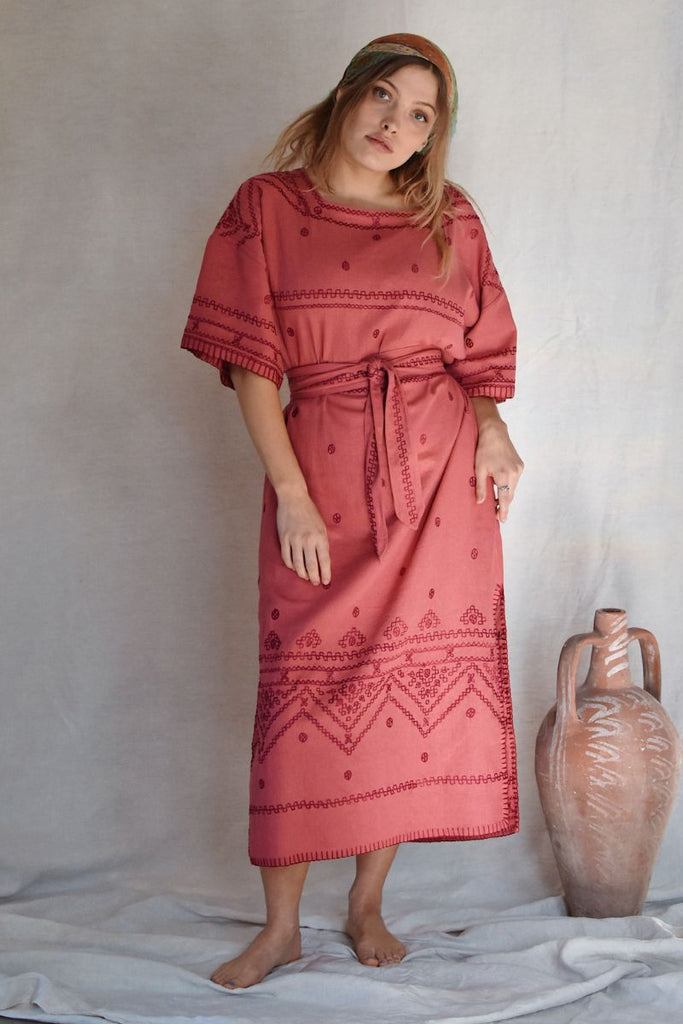 Women's Sleeved Maxi Kaftan - Rose