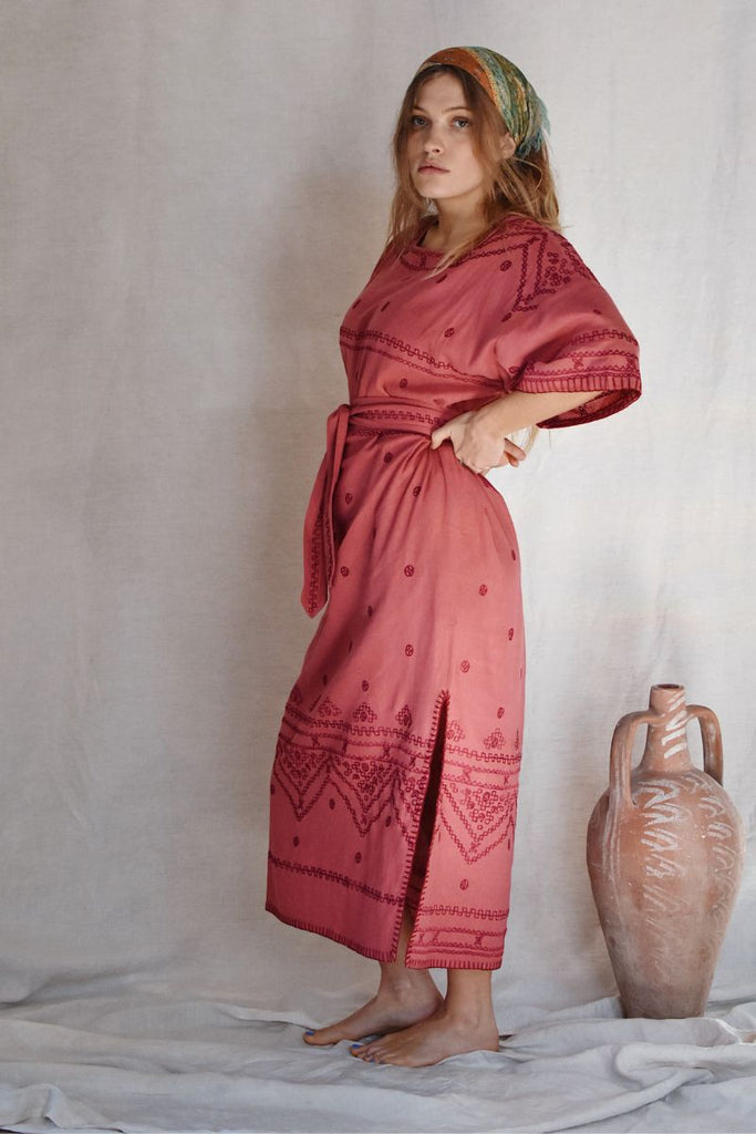 Women's Sleeved Maxi Kaftan - Rose