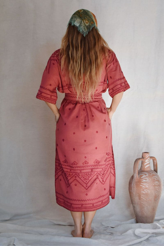 Women's Sleeved Maxi Kaftan - Rose