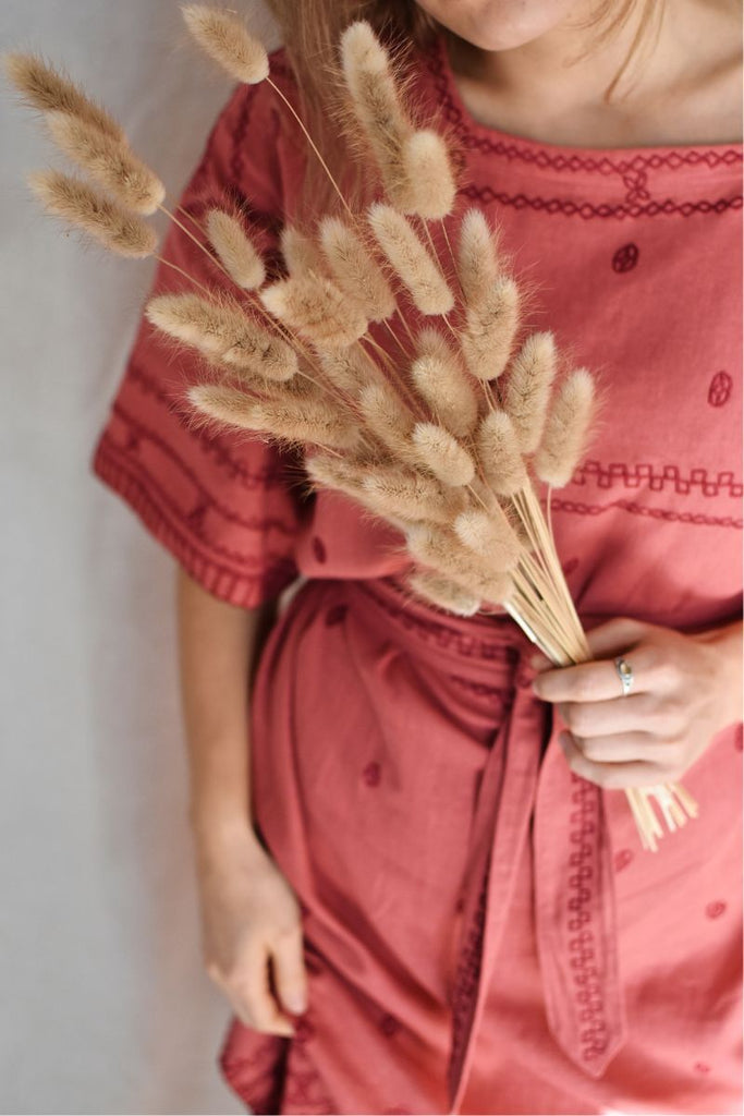 Women's Sleeved Maxi Kaftan - Rose
