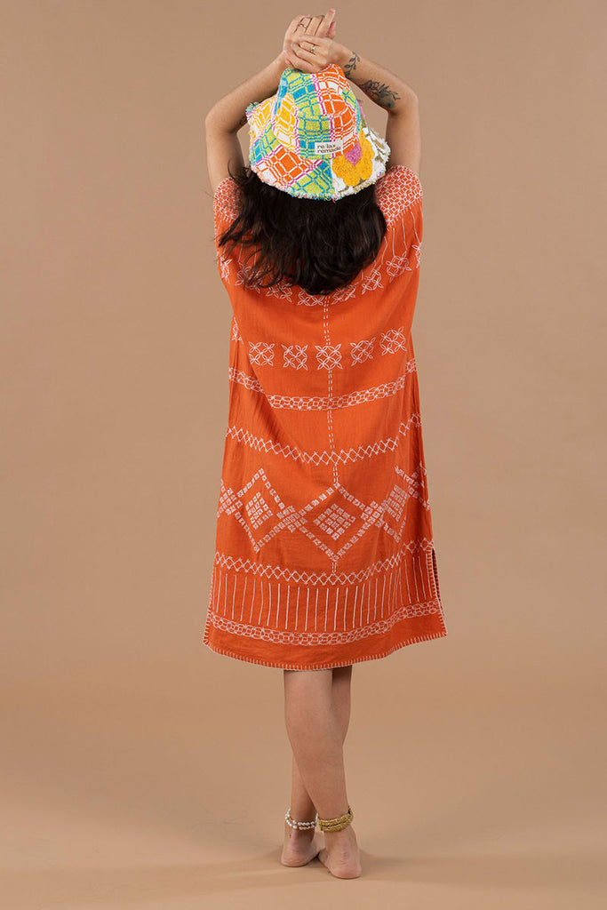 Women's Midi Handmade Kaftan - AMALFI - Washed Tangerine