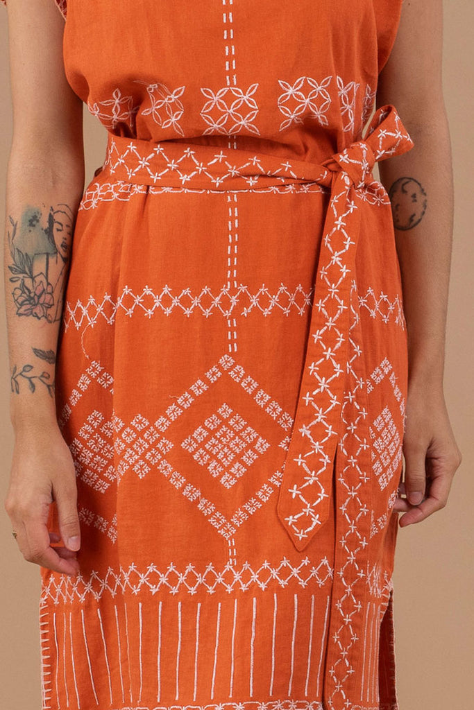 Women's Midi Handmade Kaftan - AMALFI - Washed Tangerine