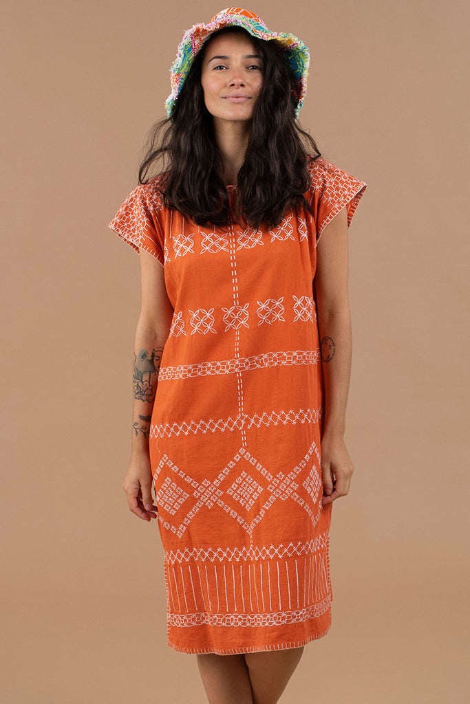 Women's Midi Handmade Kaftan - AMALFI - Washed Tangerine