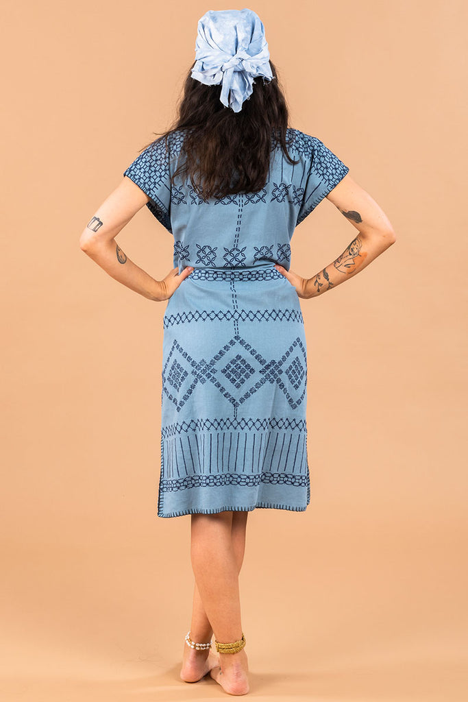 Women's Midi Handmade Kaftan - Lake Blue