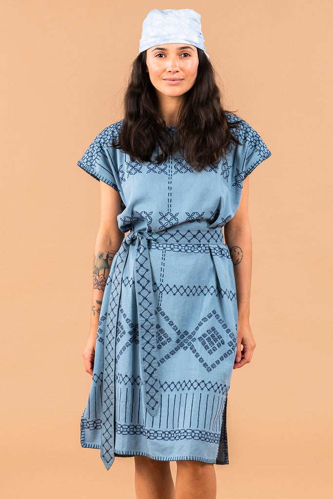 Women's Midi Handmade Kaftan - Lake Blue