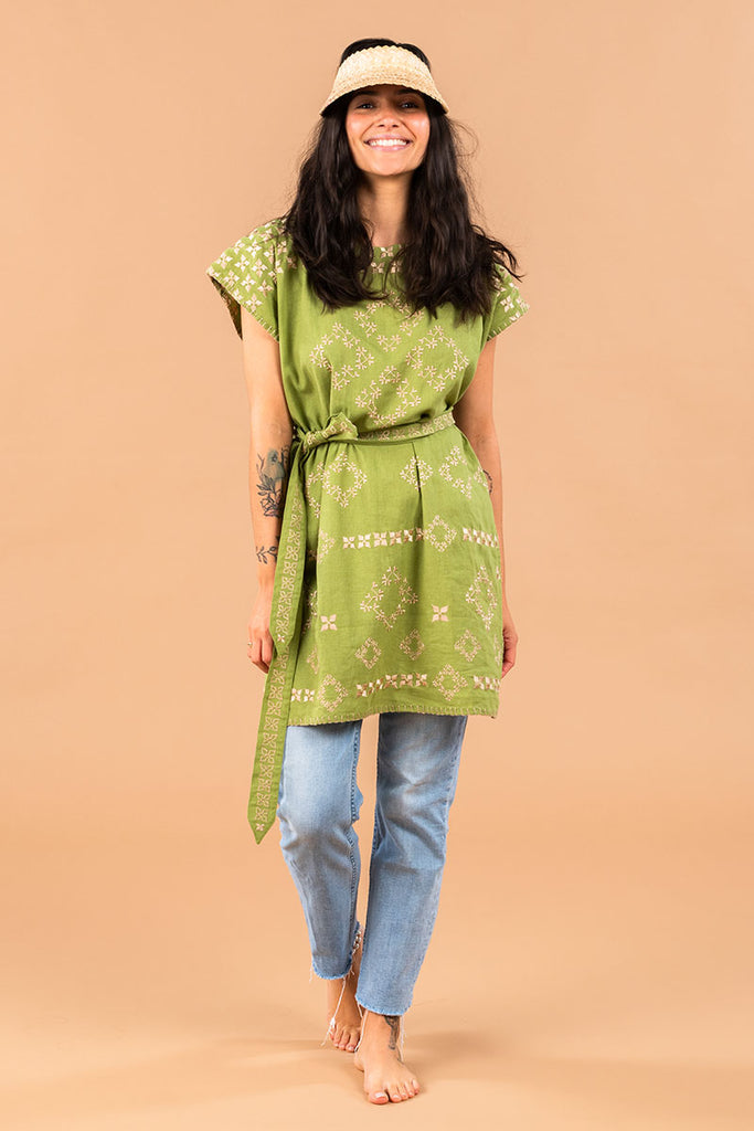 Women's Mini Handmade Kaftan - SAYULITA - Cactus