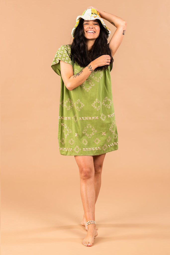 Women's Mini Handmade Kaftan - SAYULITA - Cactus