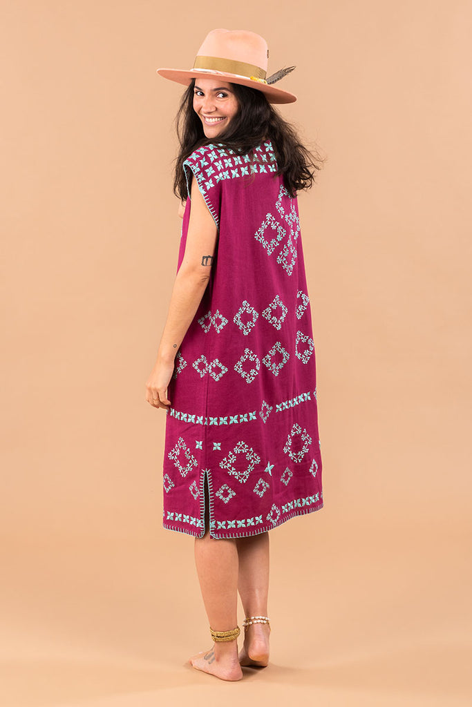 Women's Midi Handmade Kaftan - SAYULITA - Beetroot