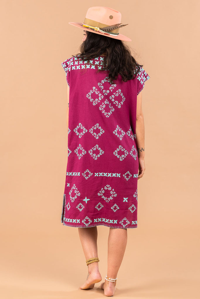 Women's Midi Handmade Kaftan - SAYULITA - Beetroot