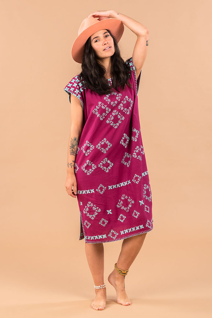 Women's Midi Handmade Kaftan - SAYULITA - Beetroot