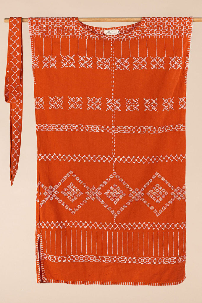 Women's Midi Handmade Kaftan - Washed Tangerine | Textili Handmade Kaftans