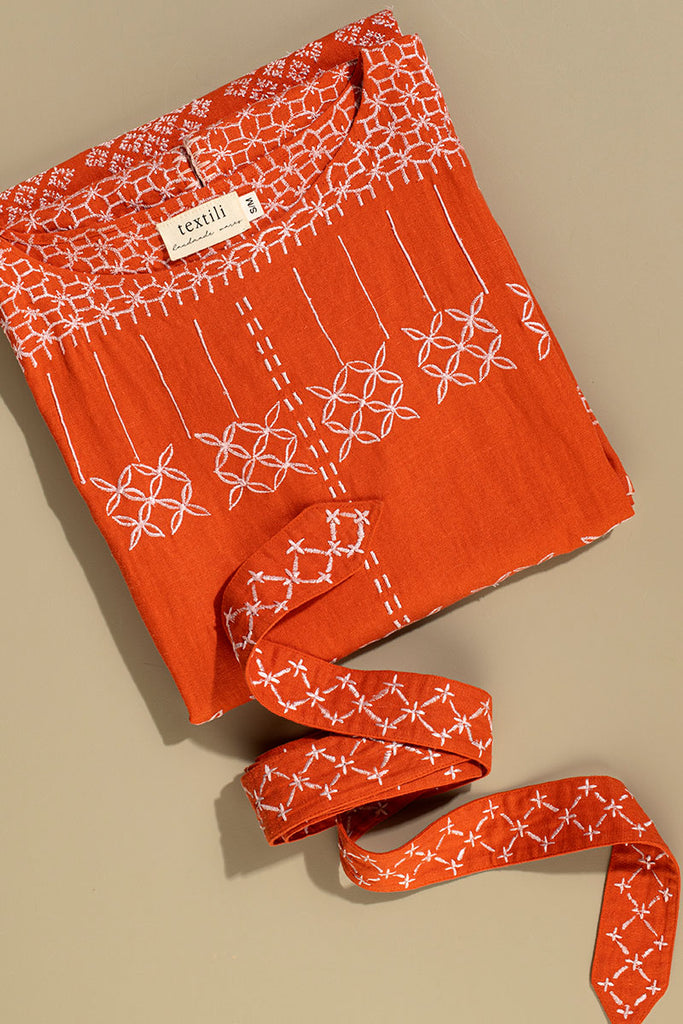 Women's Midi Handmade Kaftan - Washed Tangerine
