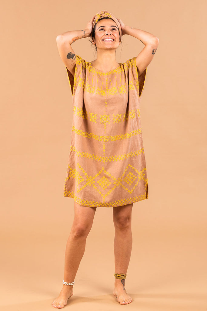 Women's Mini Handmade Kaftan - Pink Haze