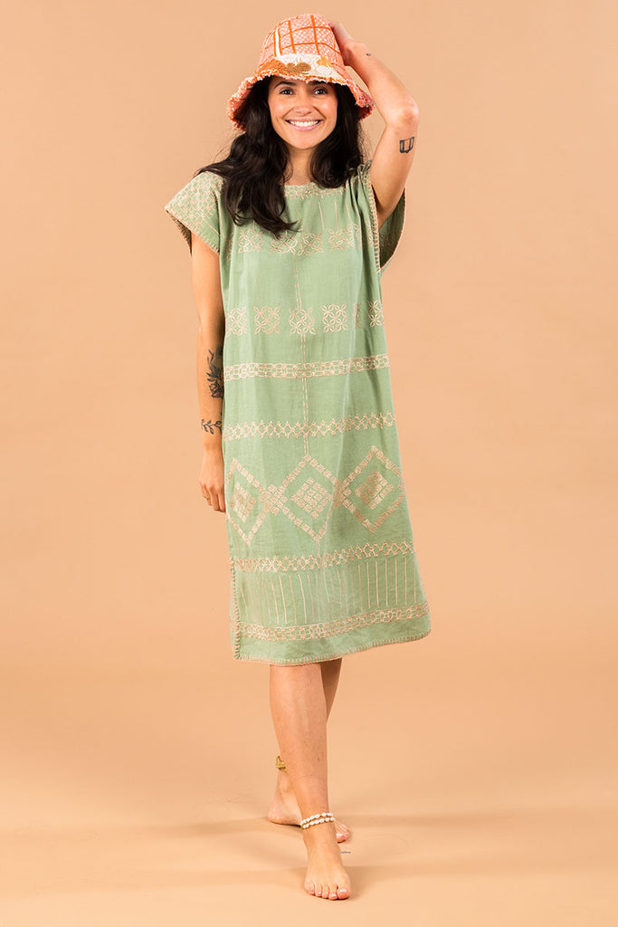 Women's Midi Handmade Kaftan - Sage