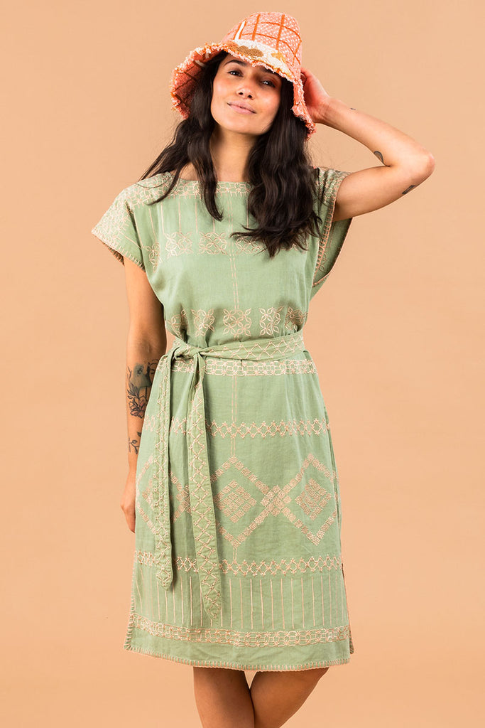 Women's Midi Handmade Kaftan - Sage