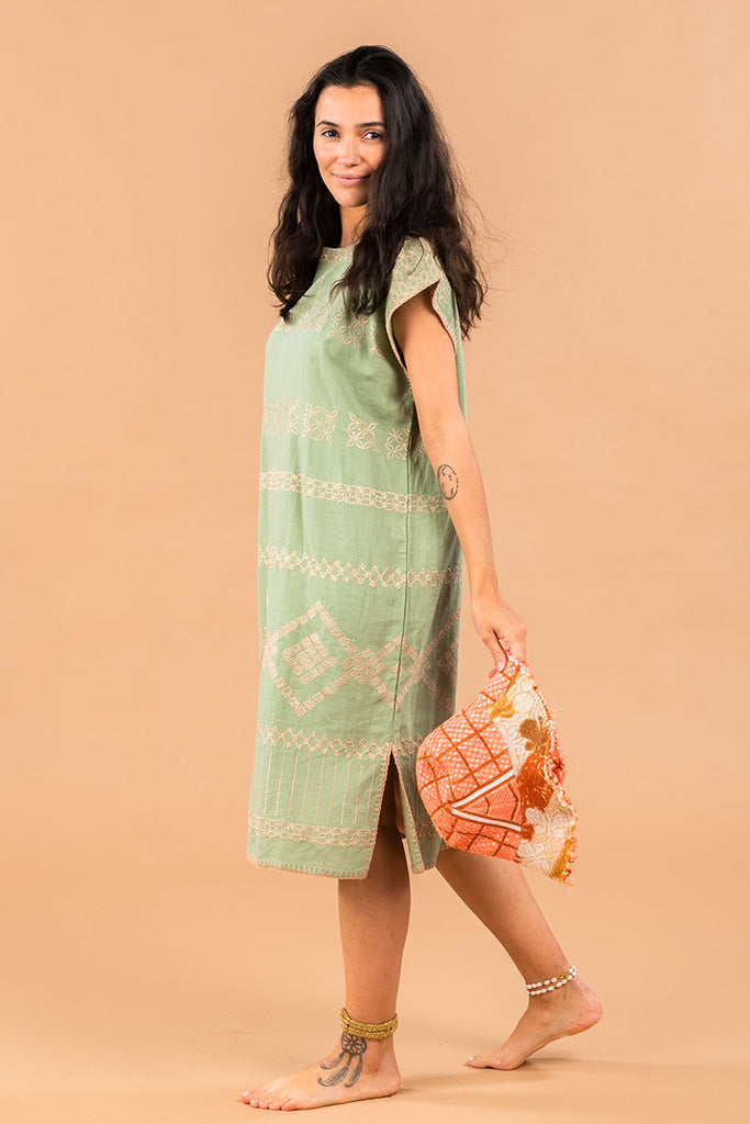 Women's Midi Handmade Kaftan - Sage