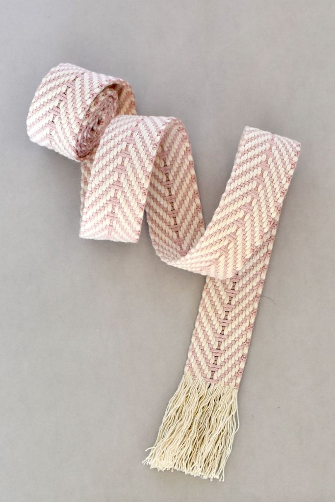 woven belt - blush/white