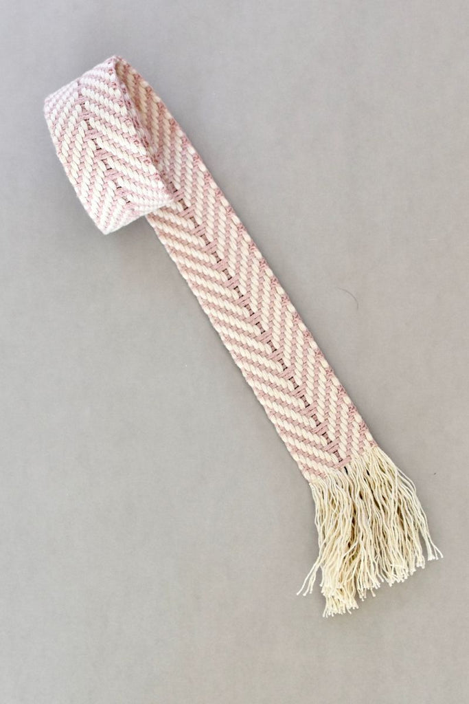 woven belt - blush/white